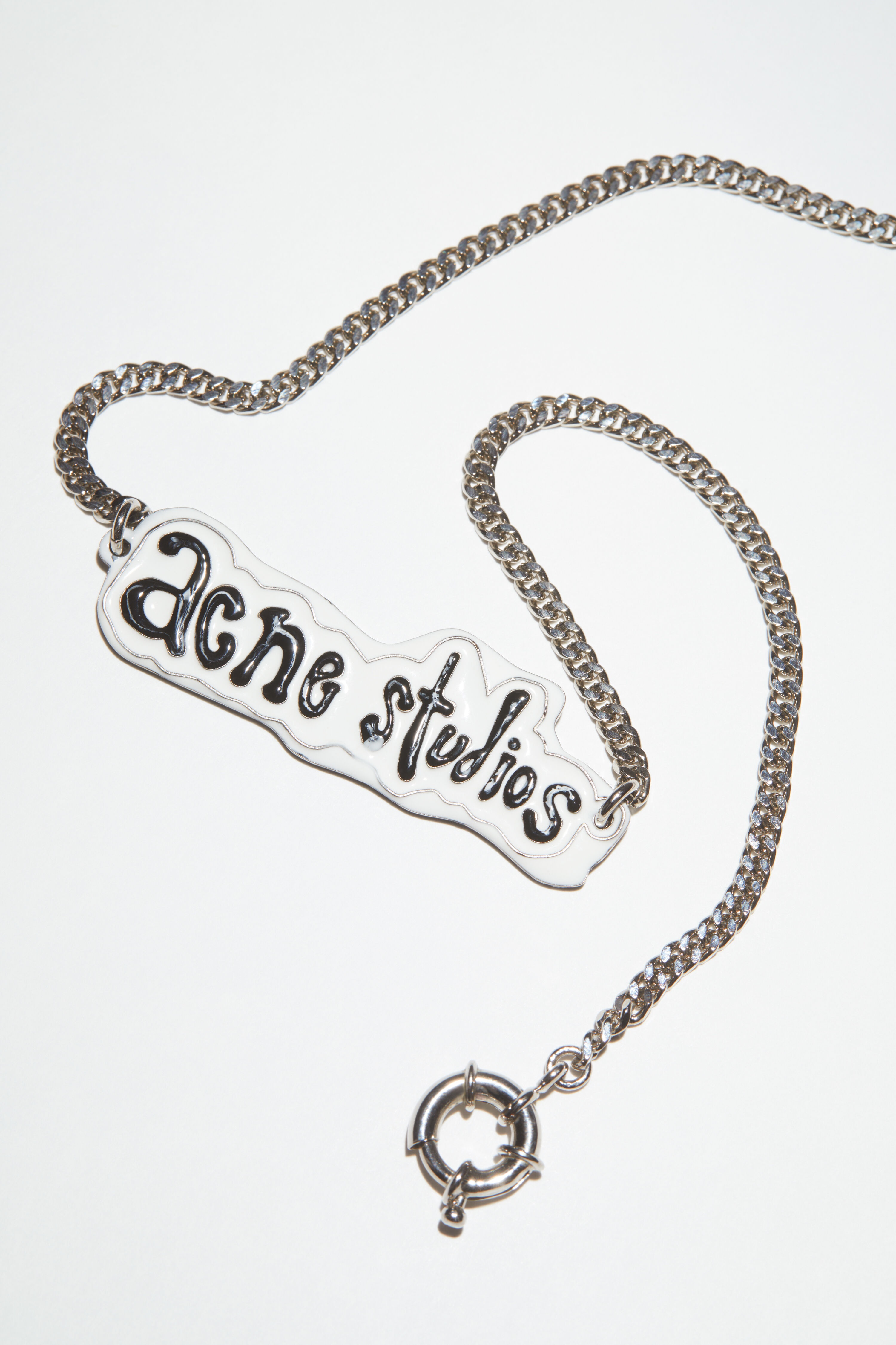 Logo label necklace - Silver/grey - 4