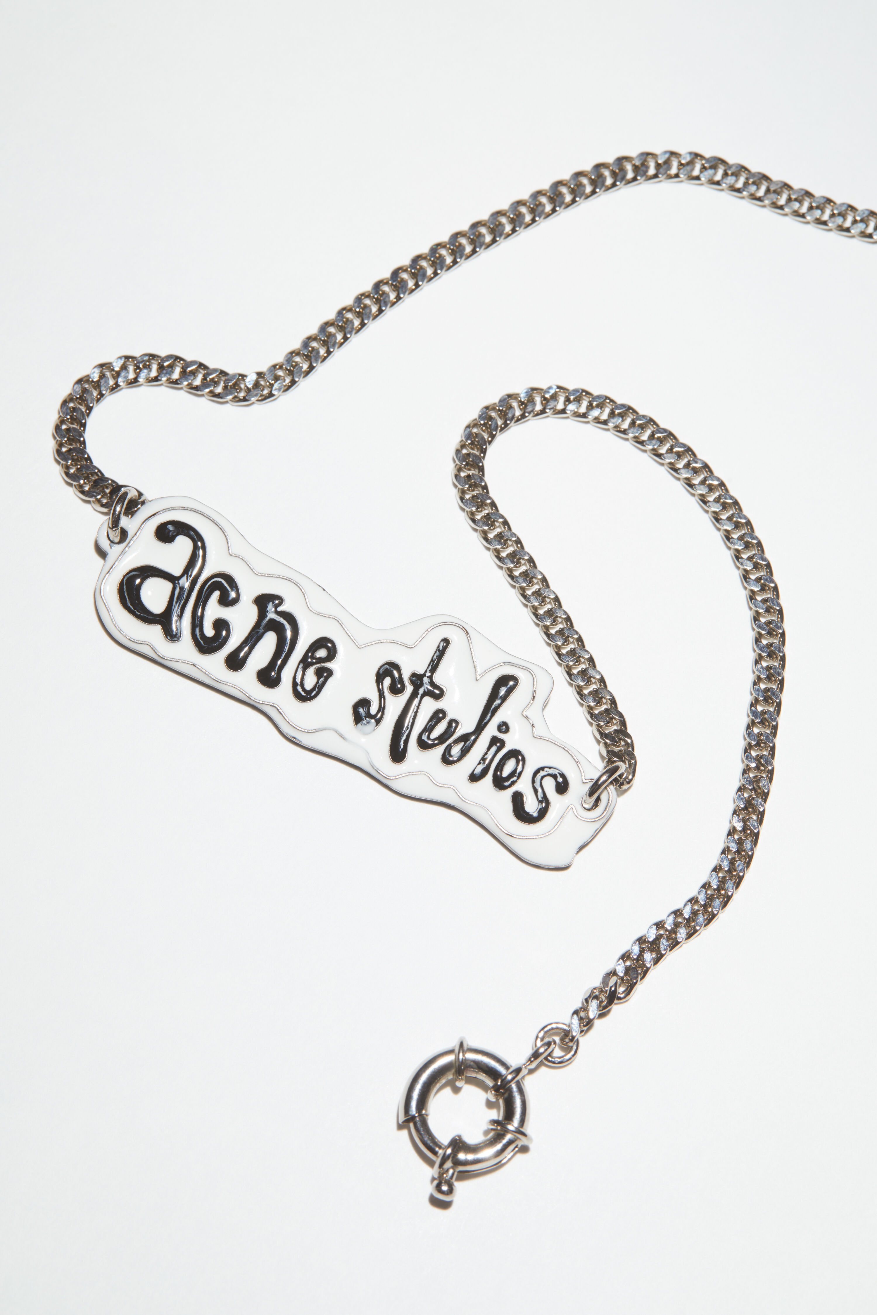 Acne Studios Logo label necklace - Silver/grey | REVERSIBLE