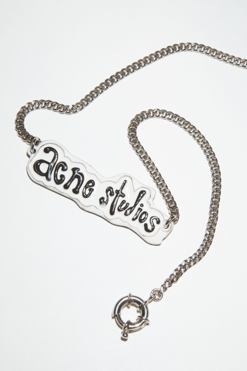 Logo label necklace - Silver/grey 4