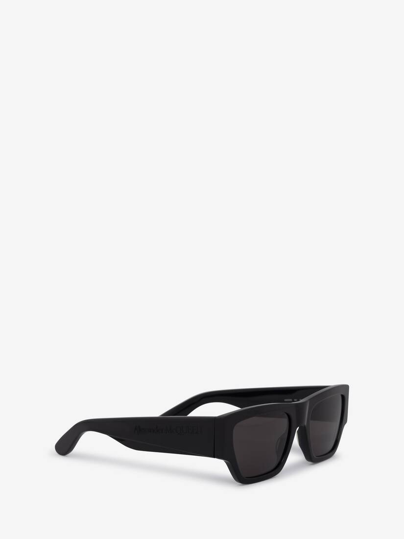 Men's McQueen Angled Rectangular Sunglasses in Black/smoke - 3