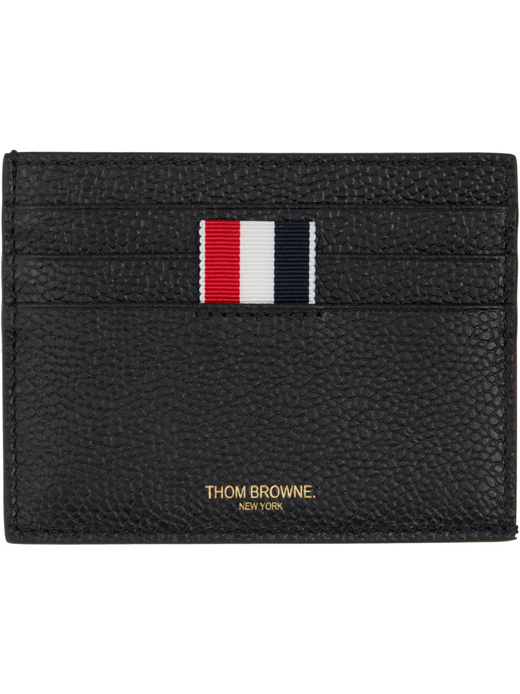 Black Pebble Grain Note Compartment Card Holder - 1