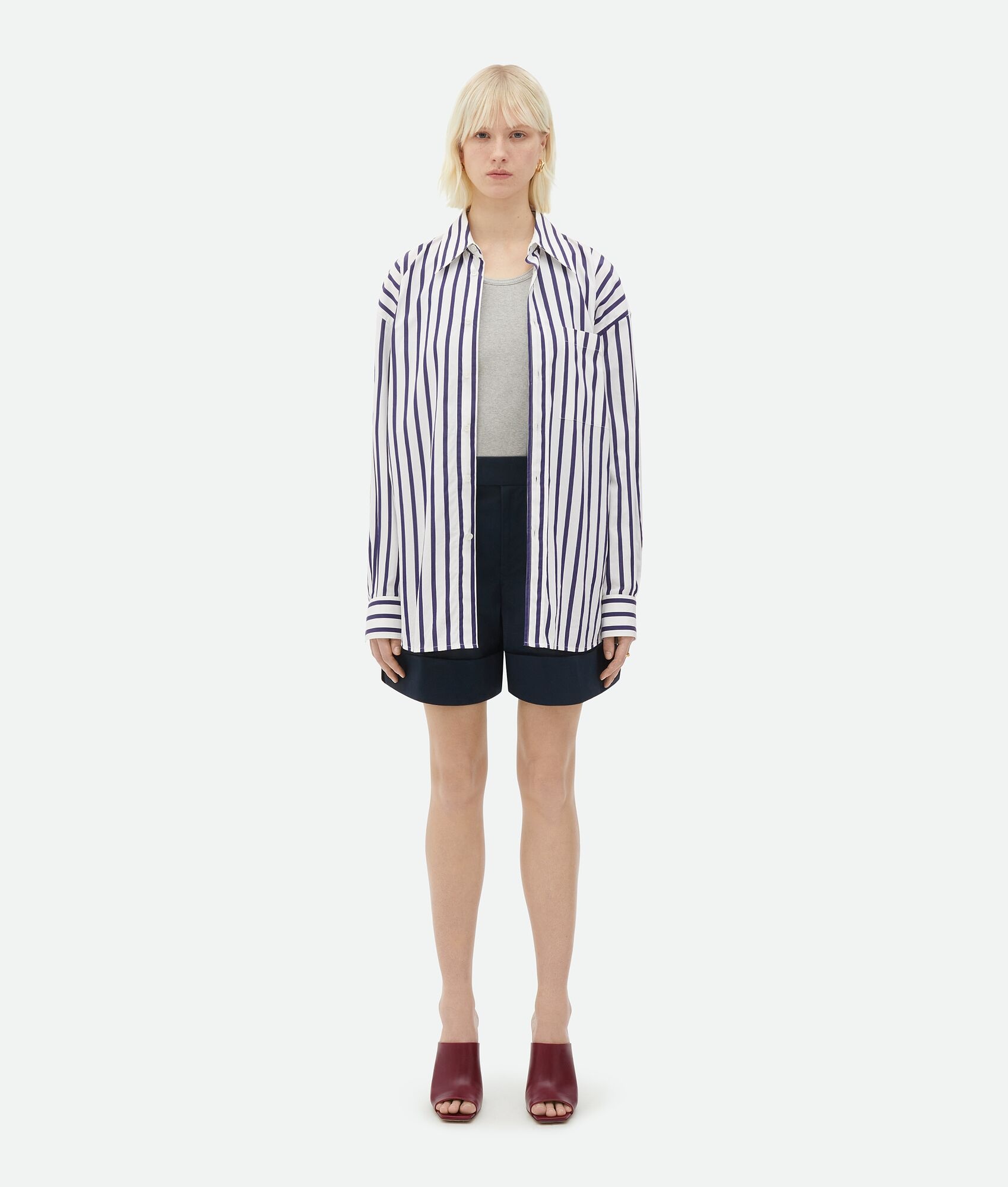Lapeled Cotton Shorts - 4