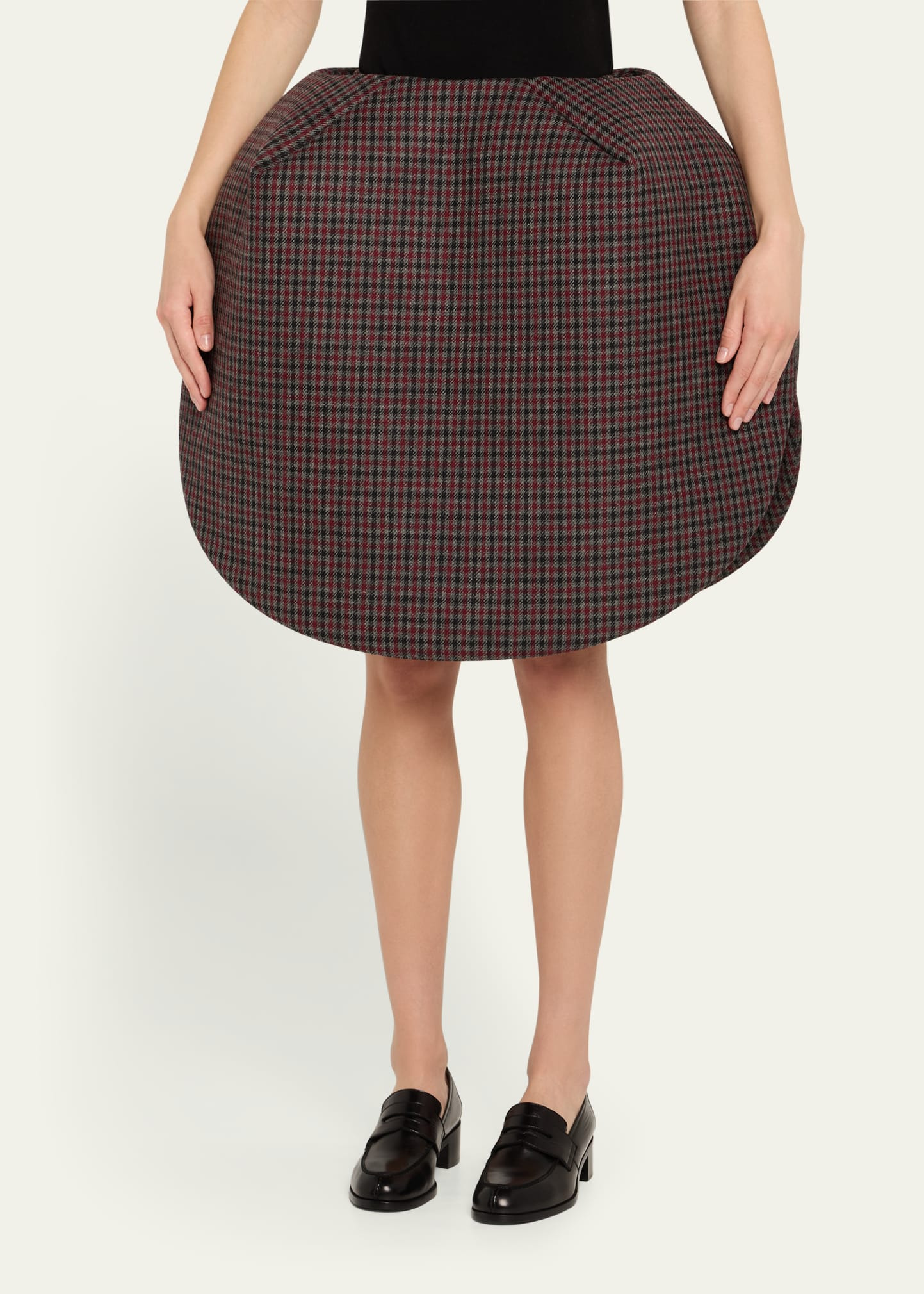Check Wool Circular Skirt - 4
