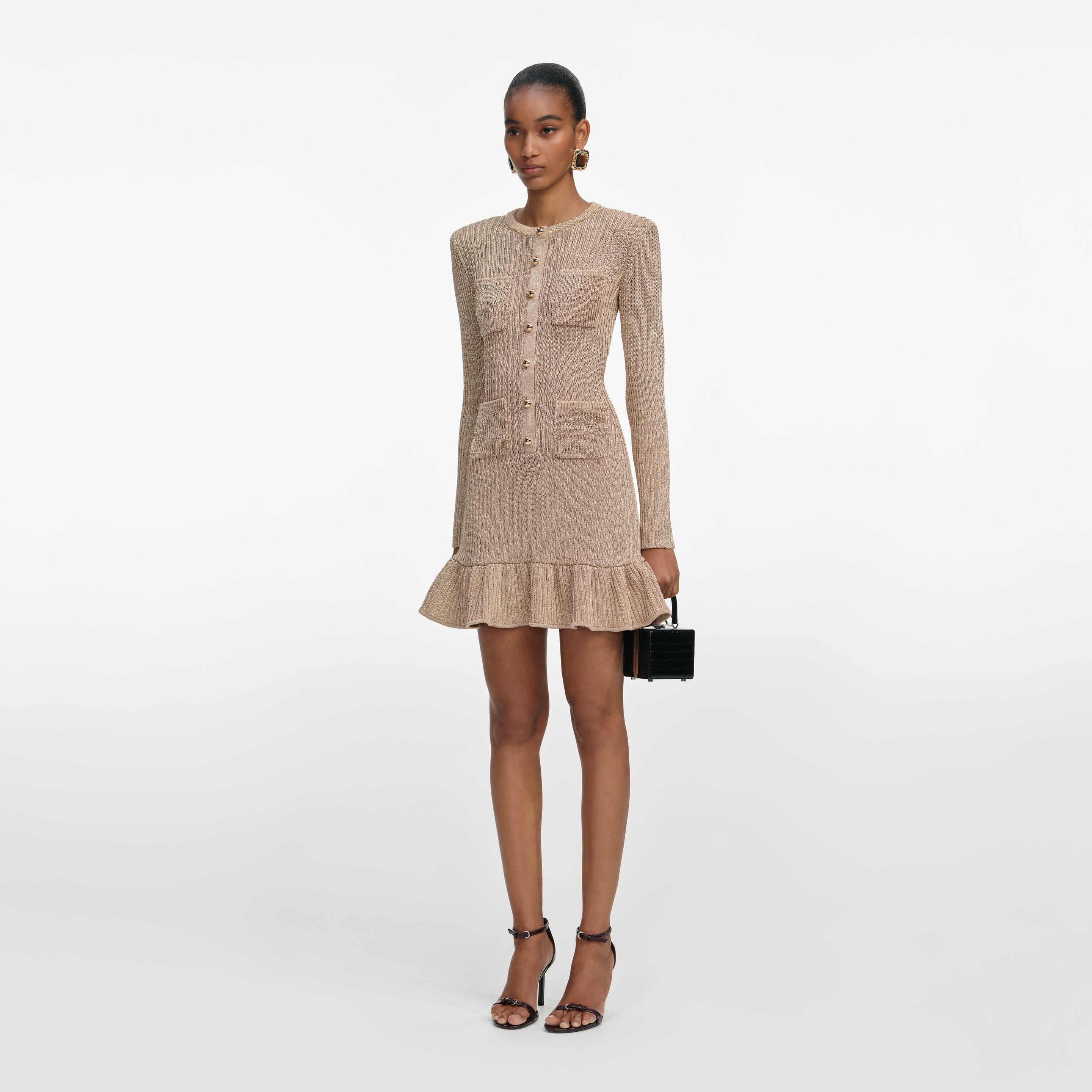 Gold Lurex Knit Mini Dress - 2