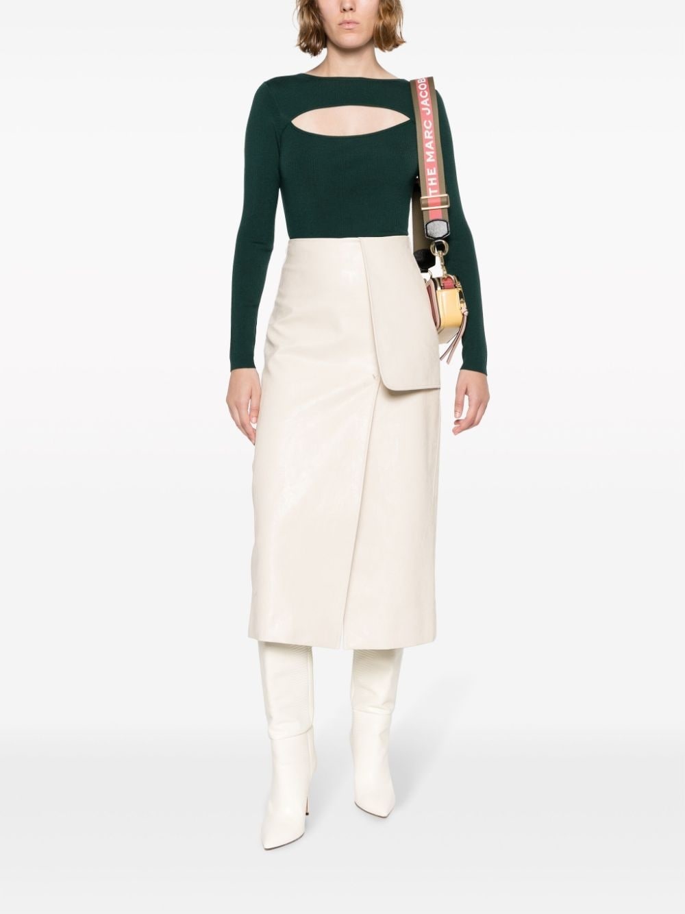 cut-out slash-neck top - 2