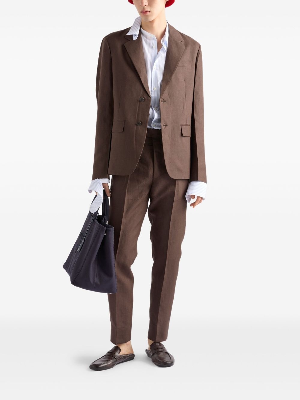 single-breasted linen blazer - 2