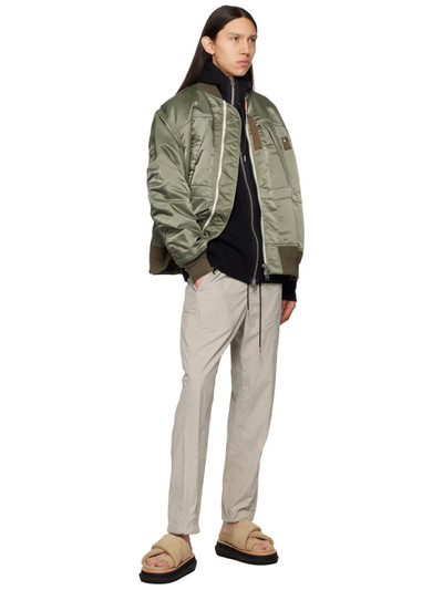 sacai Khaki Padded Bomber Jacket outlook