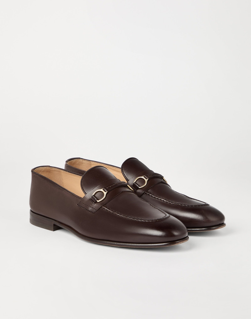 Soft waxed calfskin loafers with bit detail - 1