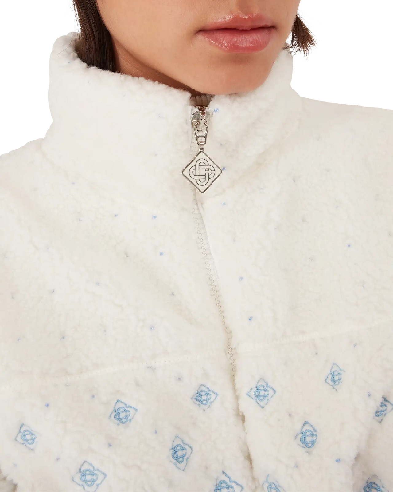 Embroidered Gradient Monogram Cropped Fleece Jacket | Casablanca Paris - 5