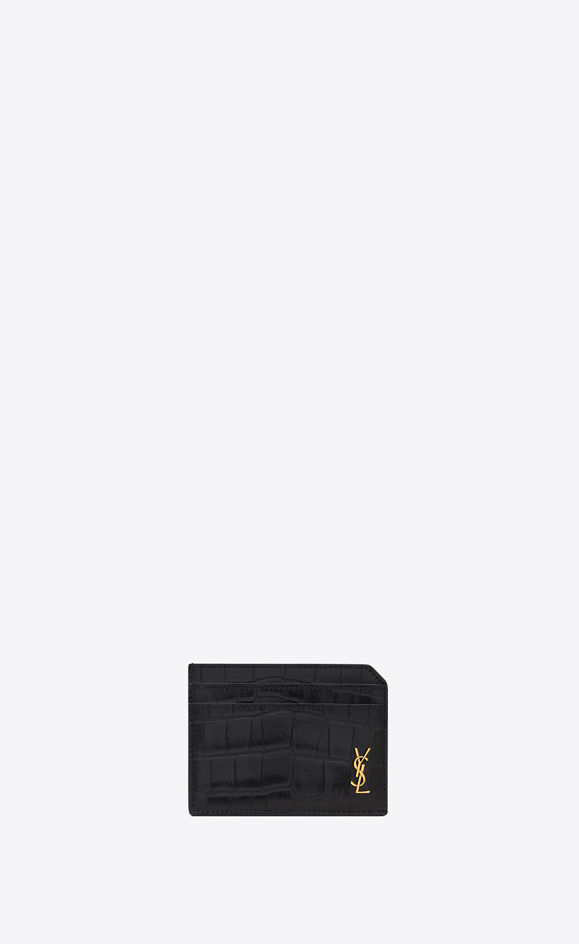 tiny cassandre open card case in matte crocodile-embossed leather - 1