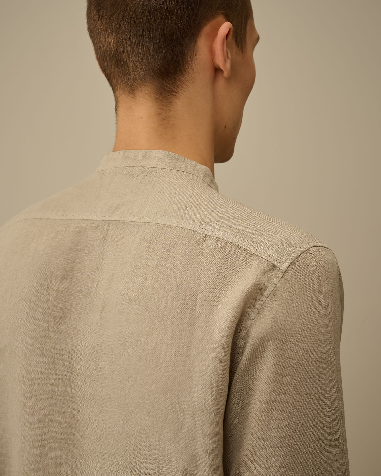 Linen Banded Collar Shirt - 6