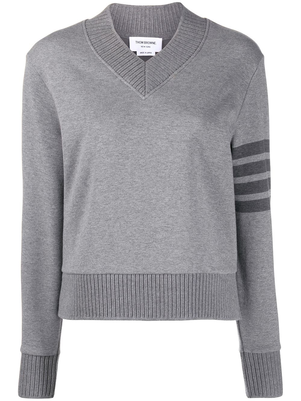 relaxed 4-Bar stripe V-neck sweatshirt - 1