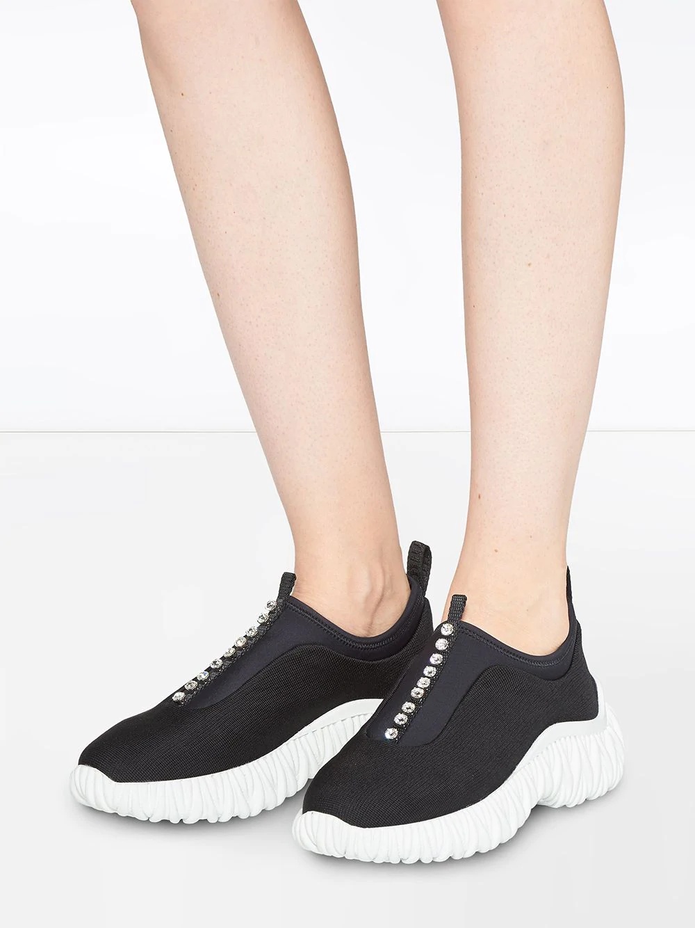 stretch knit slip-on sneakers - 5