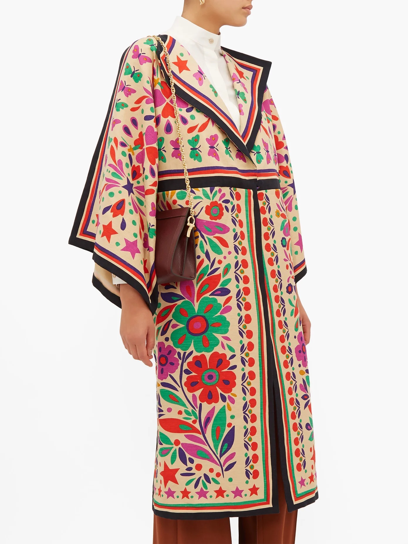 Paradise-print linen-blend kimono-style coat - 6