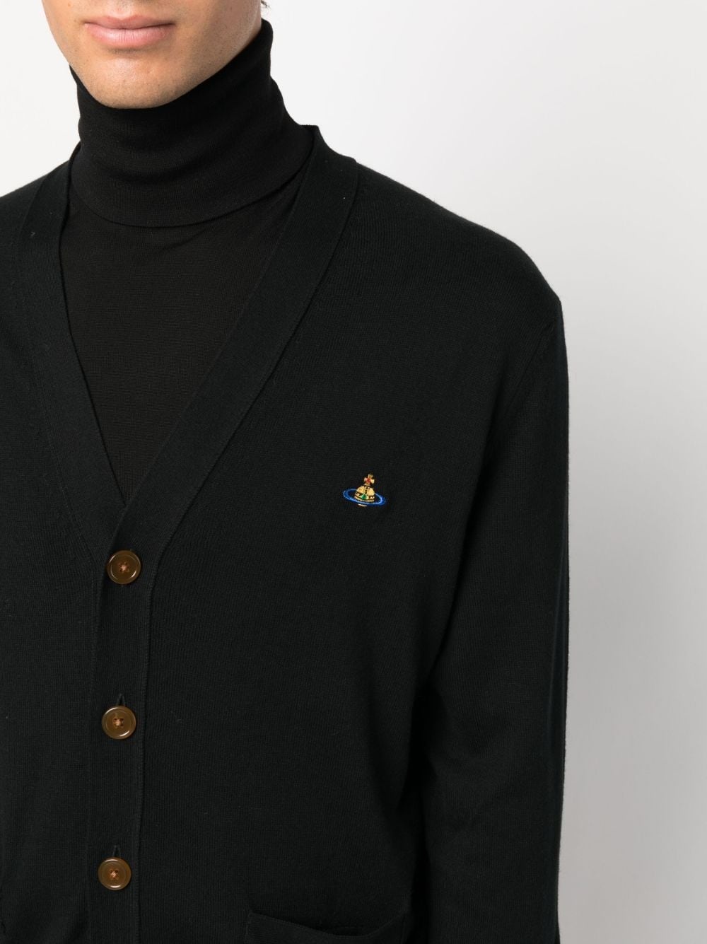 Orb logo-embroidered knitted cardigan - 5