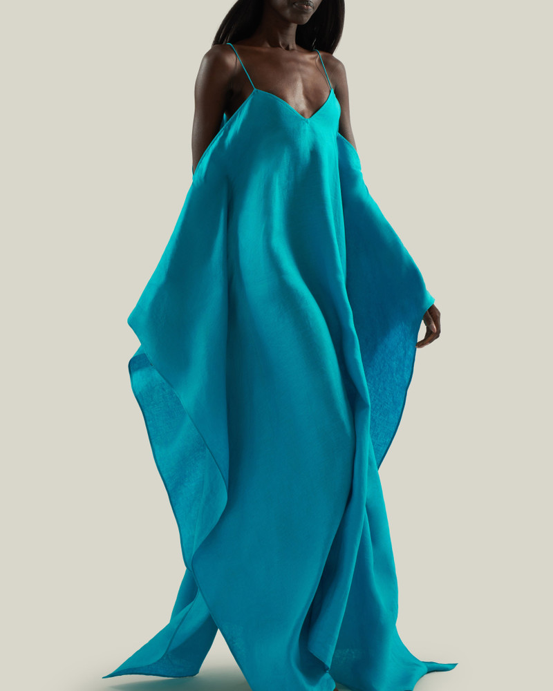 Farrow Linen Kaftan in Turquoise 5
