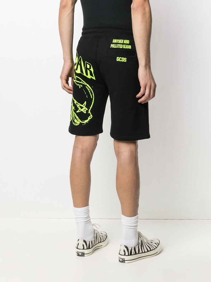 graffiti print track shorts 4