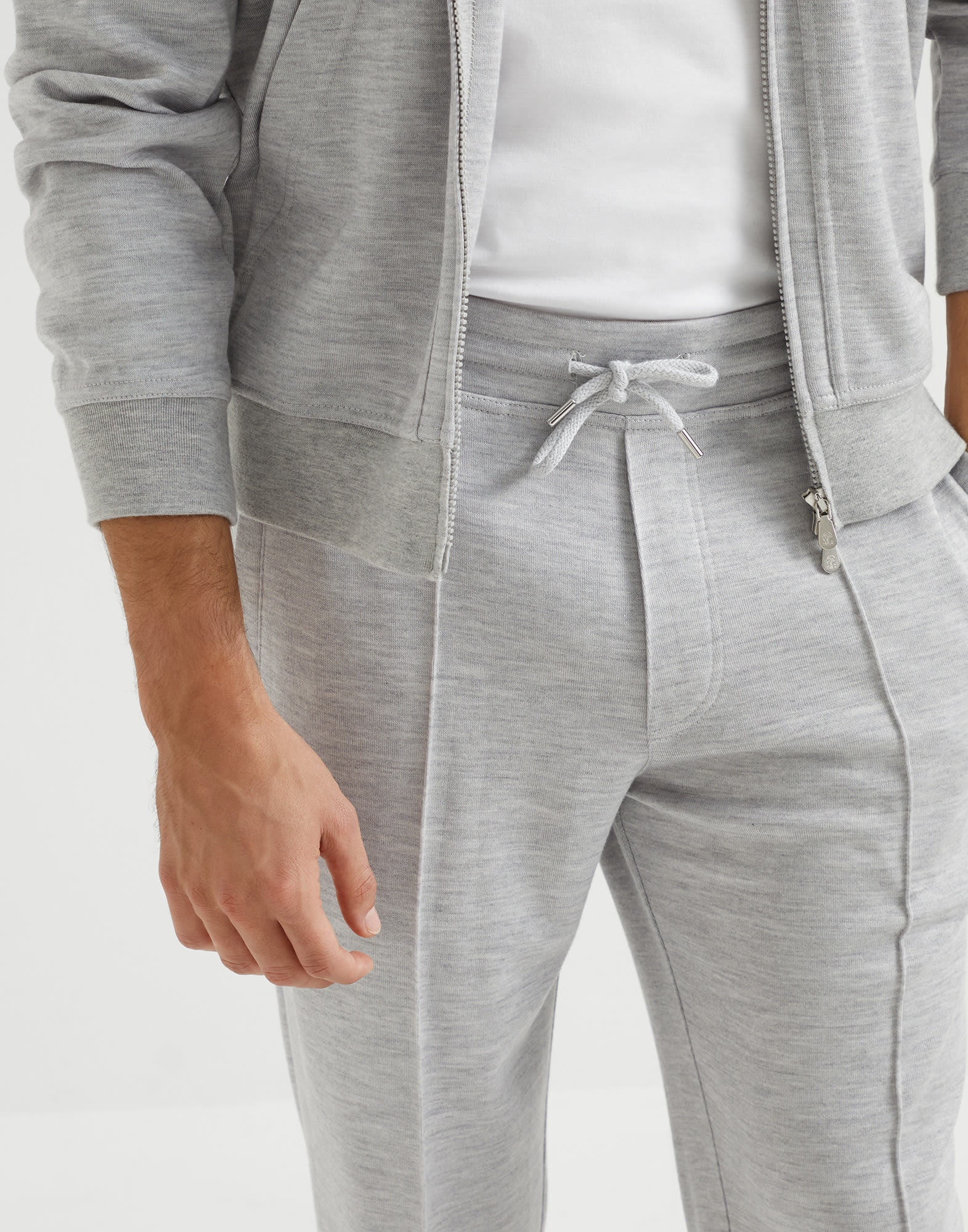 Cashmere and silk French terry trousers with Crête detail - 3