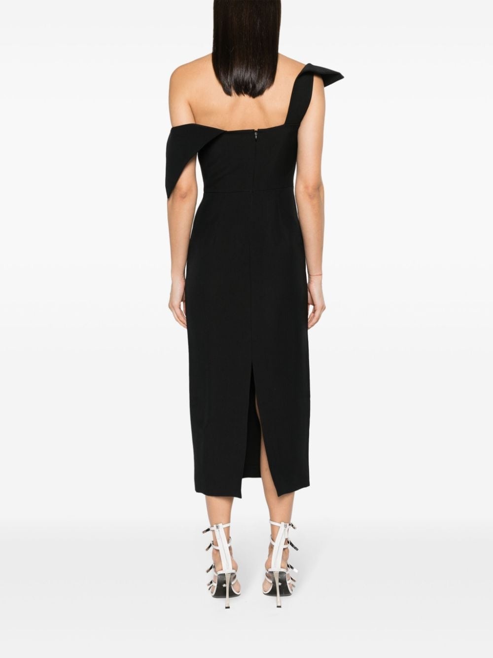 off-shoulder crepe midi dress - 4