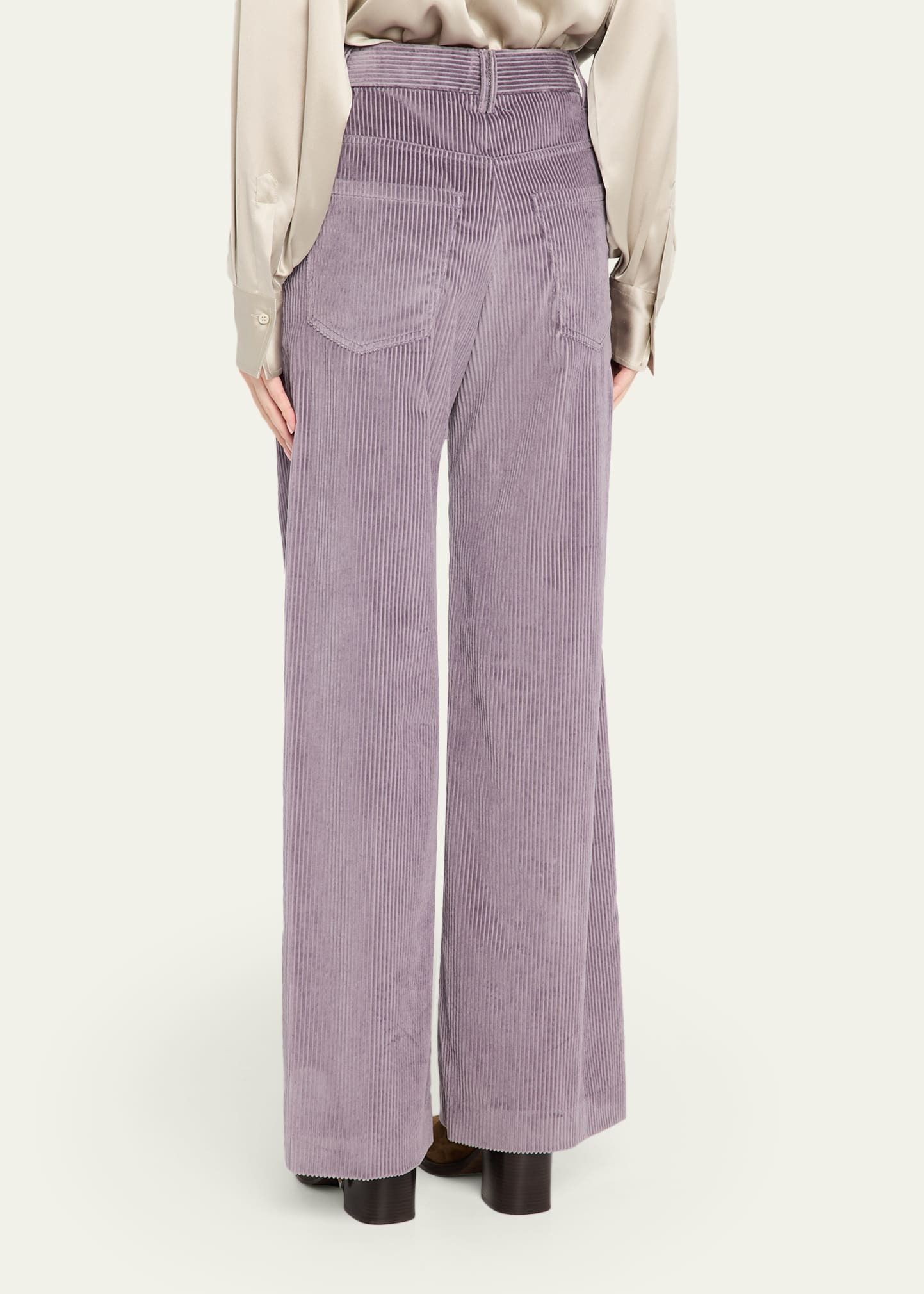 Cotton Corduroy Sartorial Trousers with Monili Trim - 3