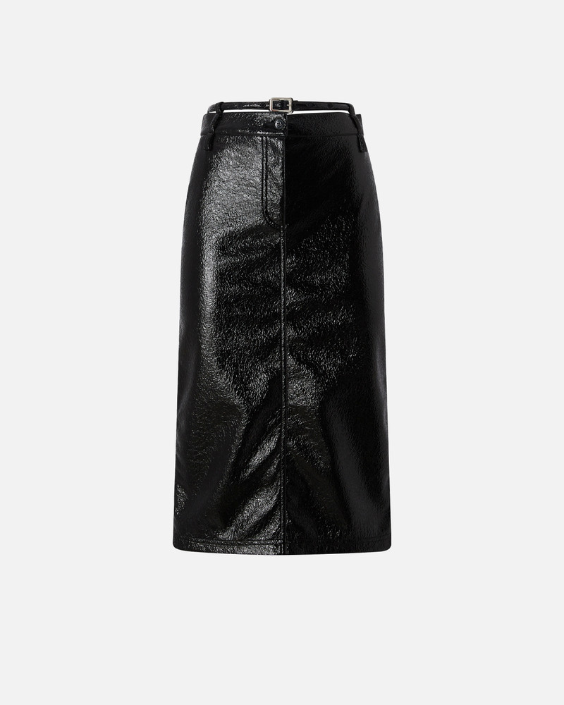 PATENT-EFFECT CALF-LENGTH SKIRT WITH BELT 1