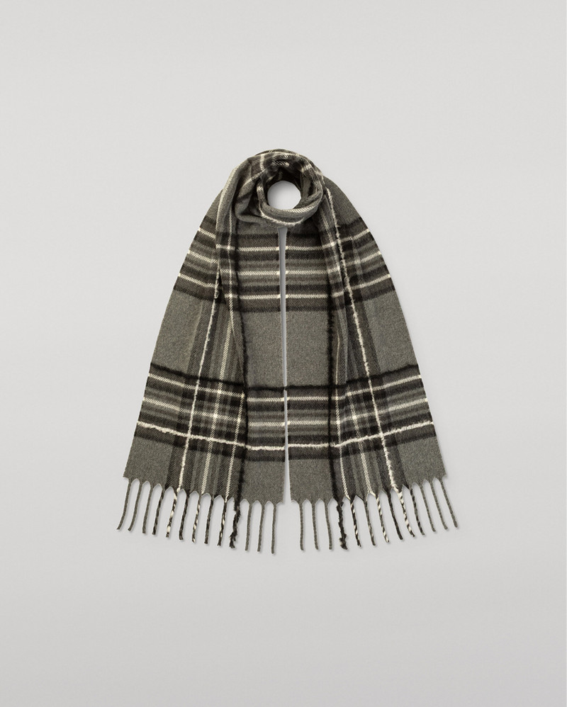 Mach Grey Tartan Cashmere Scarf 1