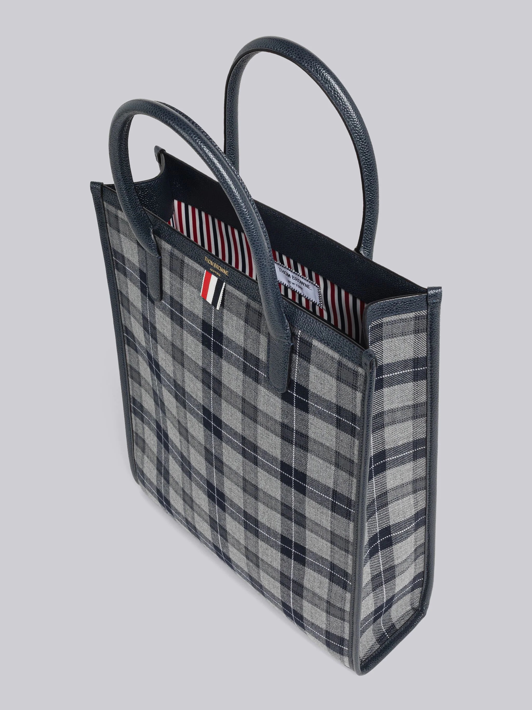 Tartan Wool And Leather Vertical Tote - 5