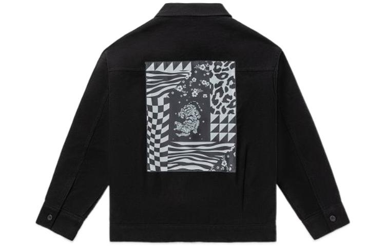 Vans Printing Embroidered lapel Zipper Long Sleeves Jacket Unisex Black VN0A7Q19BLK - 2