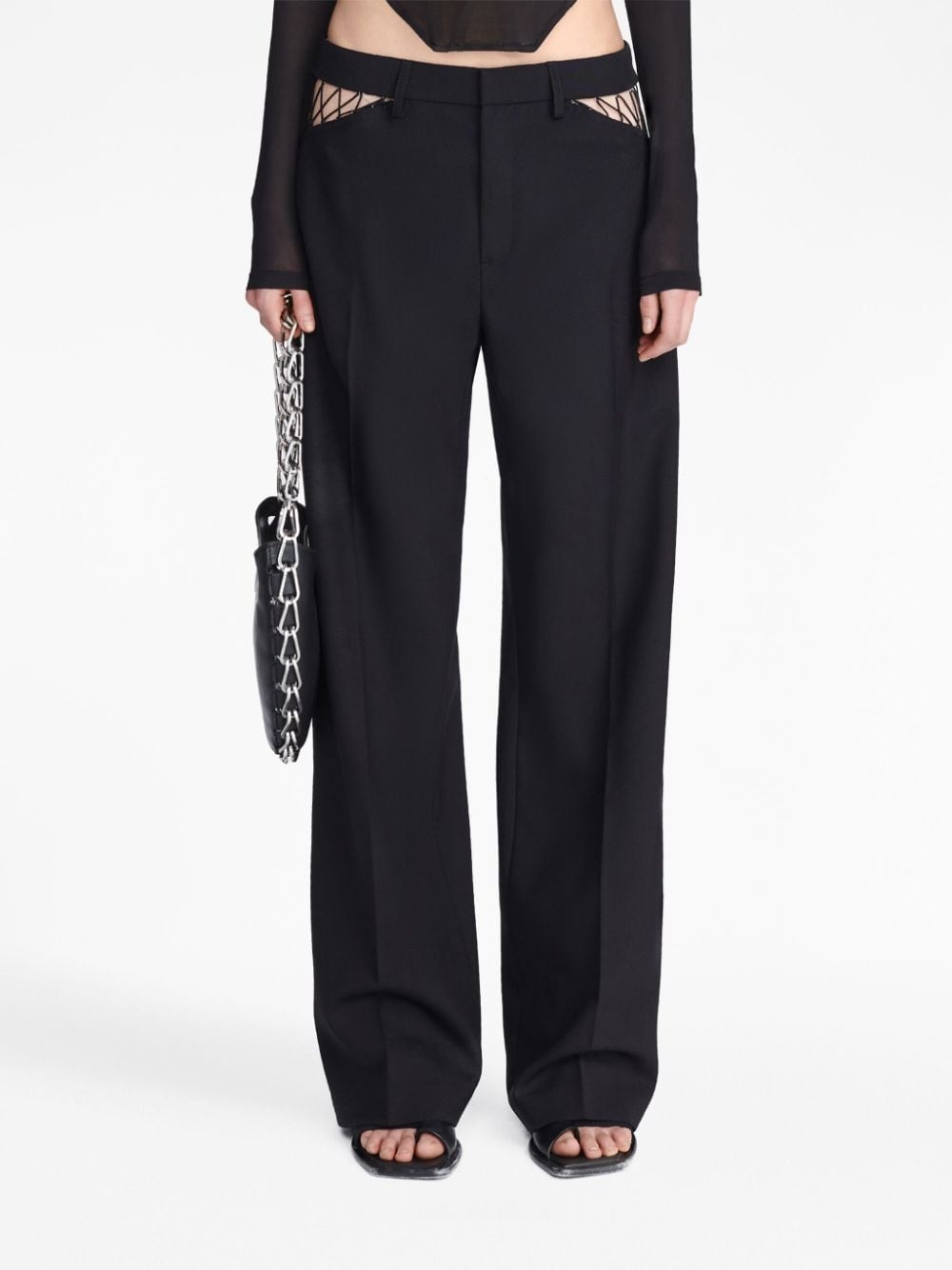 cut-out wool trousers - 7