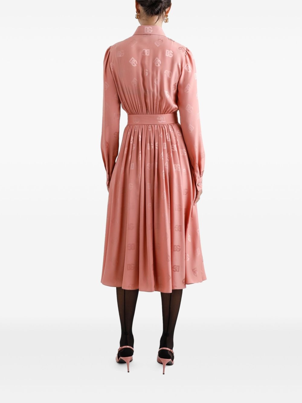 monogram-jacquard midi dress - 3