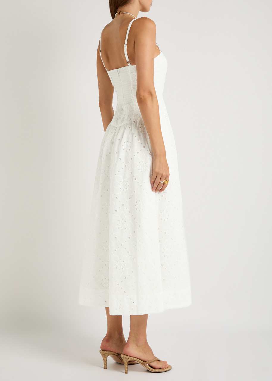 Reformation Katarin Broderie Anglaise Woven Midi Dress - 3