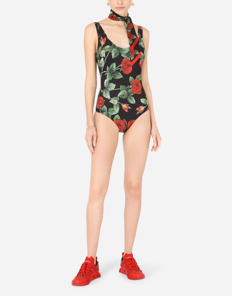 Rose-print one-piece swimsuit - 2