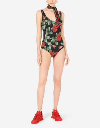 Dolce & Gabbana Rose-print one-piece swimsuit outlook