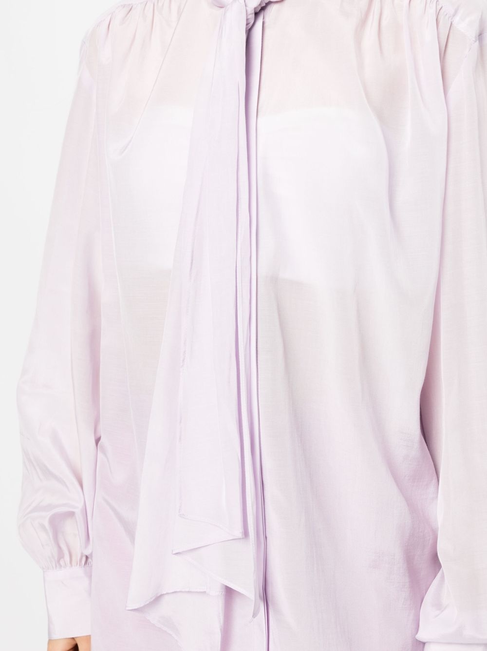 semi-sheer pussy-bow blouse - 5