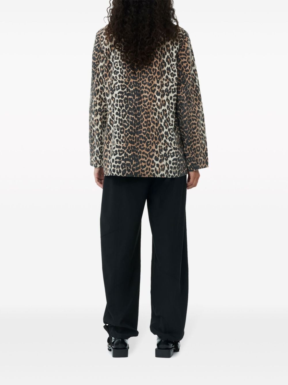 leopard-print canvas shirt jacket - 4