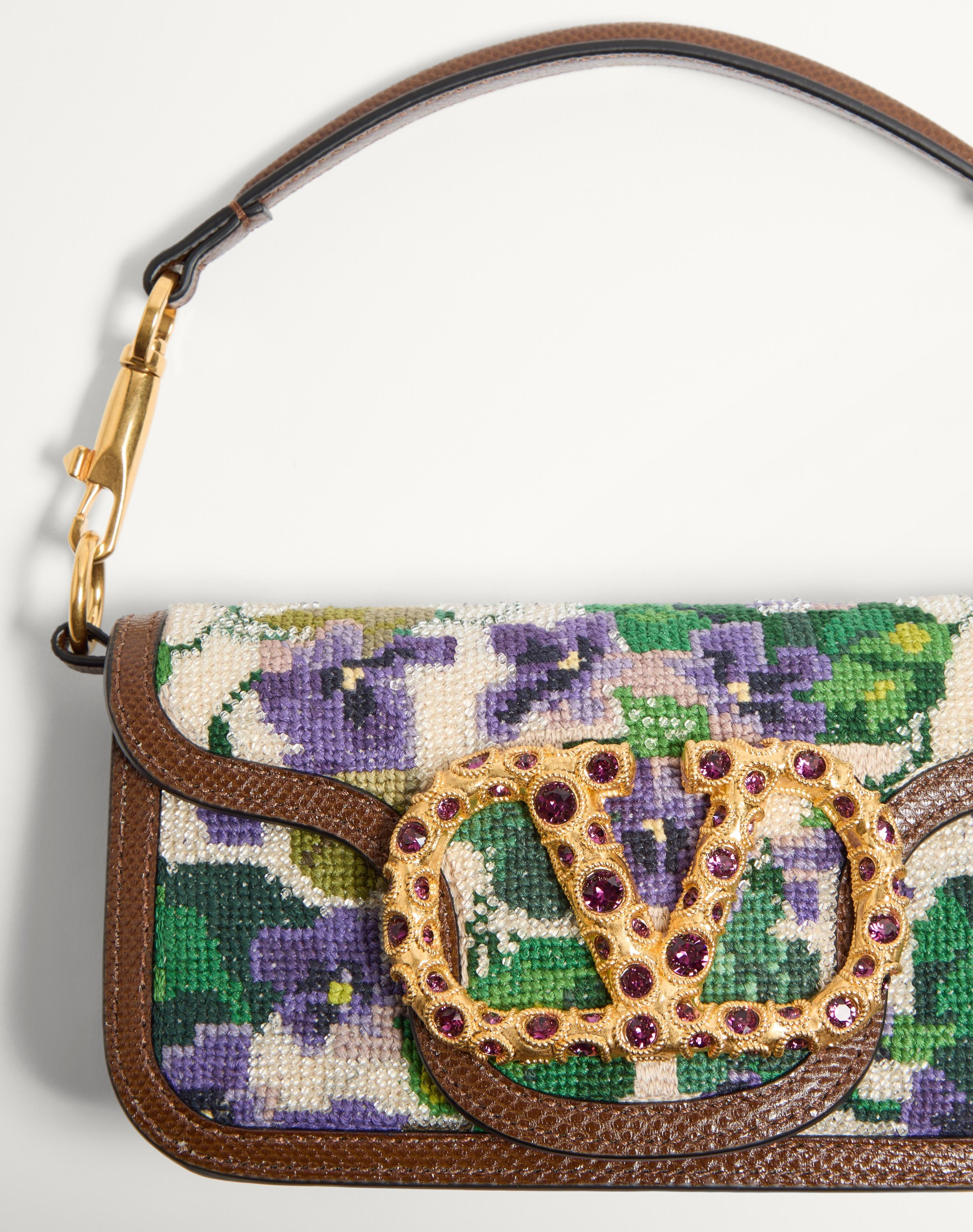 VALENTINO GARAVANI LOCÒ SMALL SHOULDER BAG EMBROIDERED WITH JEWEL LOGO - 6