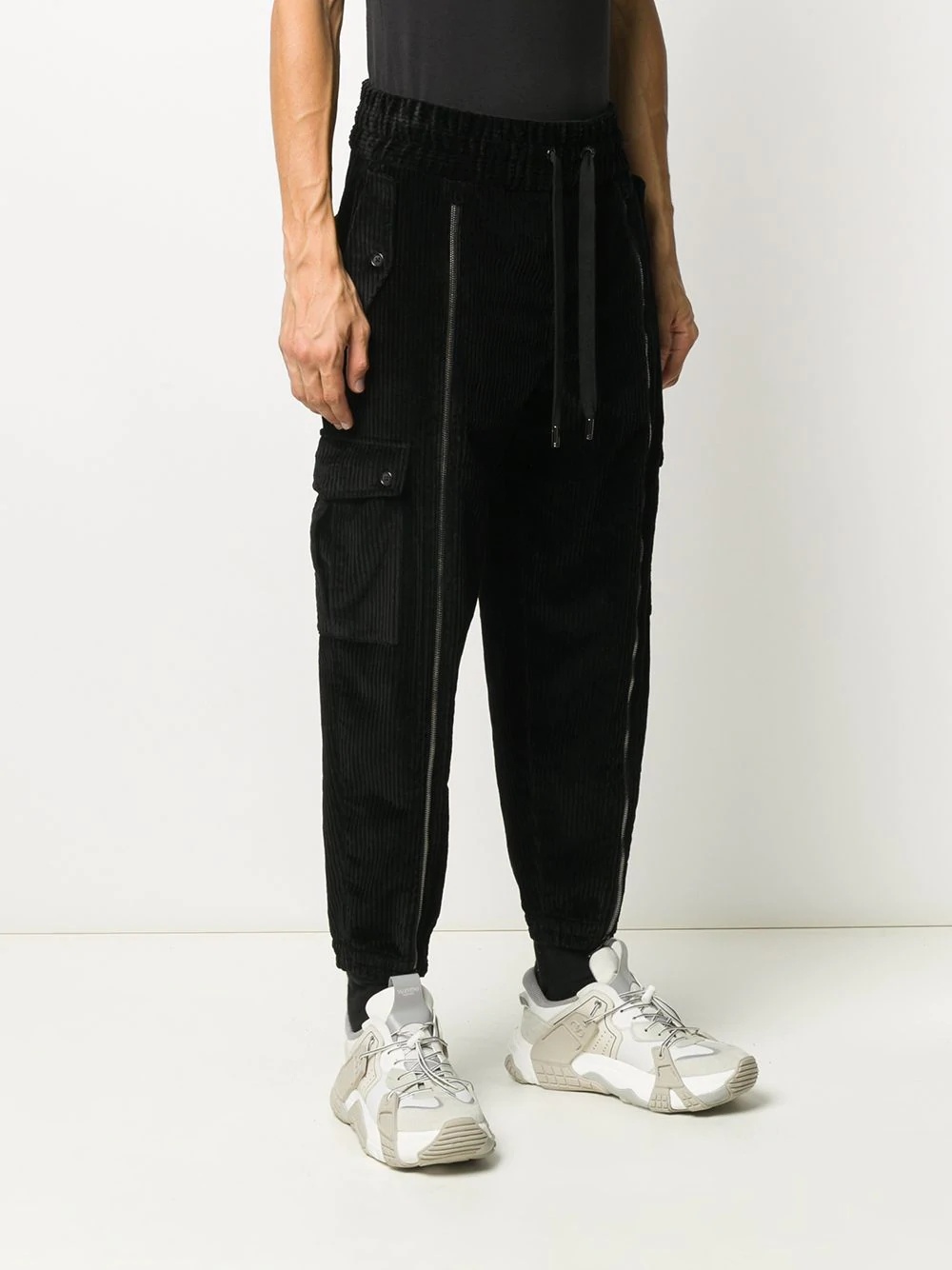 drawstring drop-crotch trousers - 3