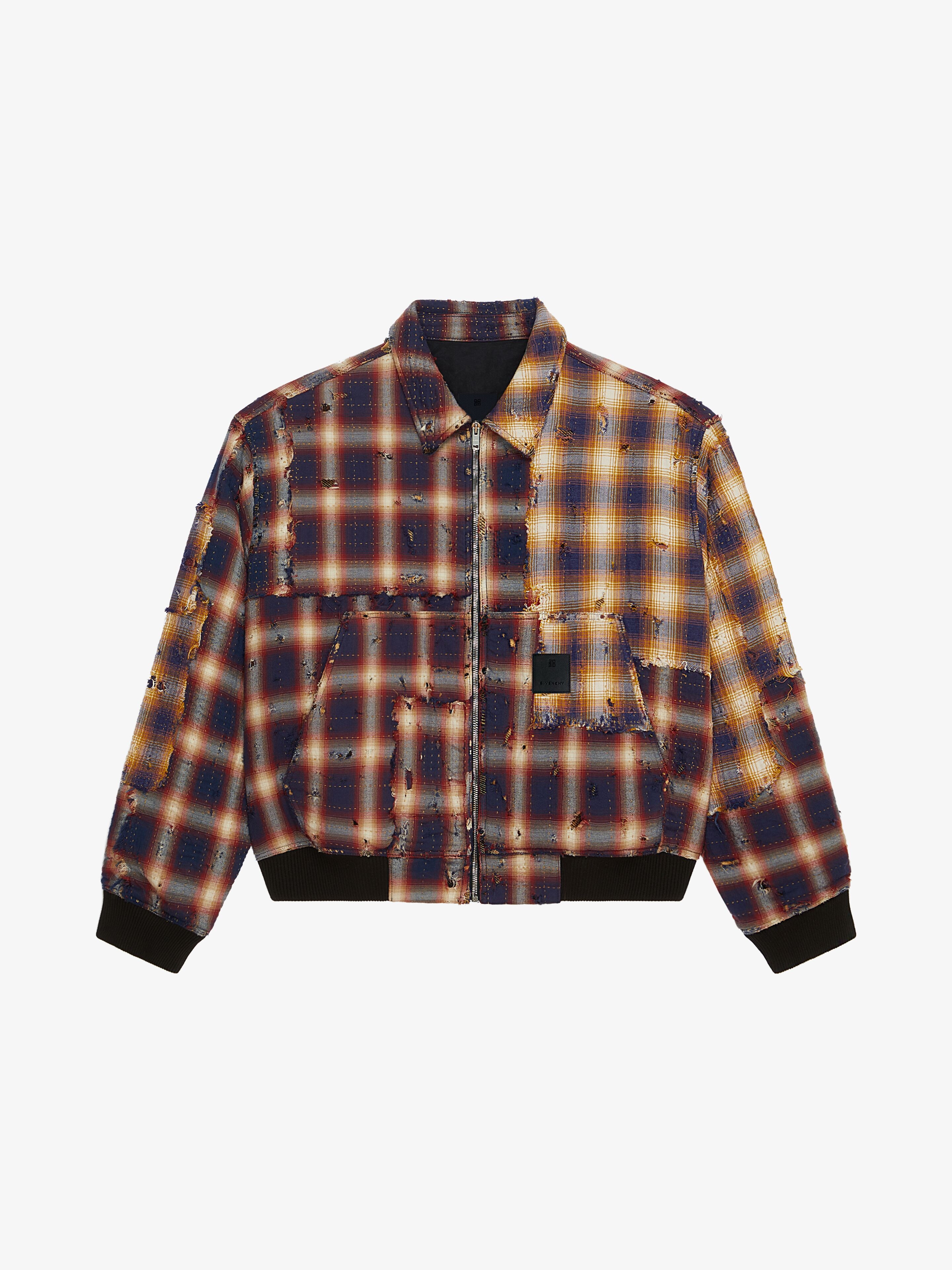 OVERSIZED JACKET IN BORO-EFFECT DESTROYED CHECKED DENIM - 1