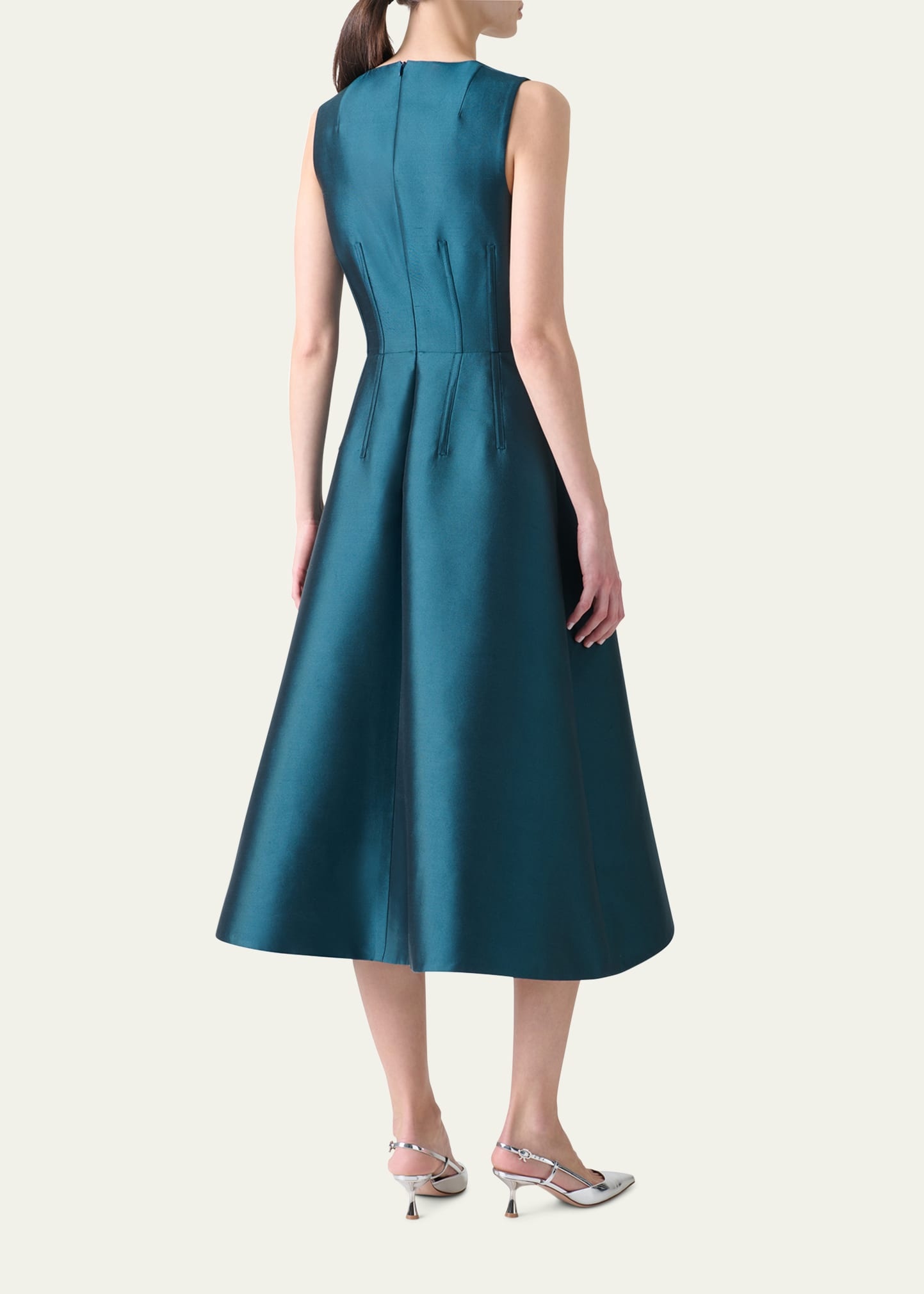 Dupion Silk Sleeveless Cocktail Dress - 3