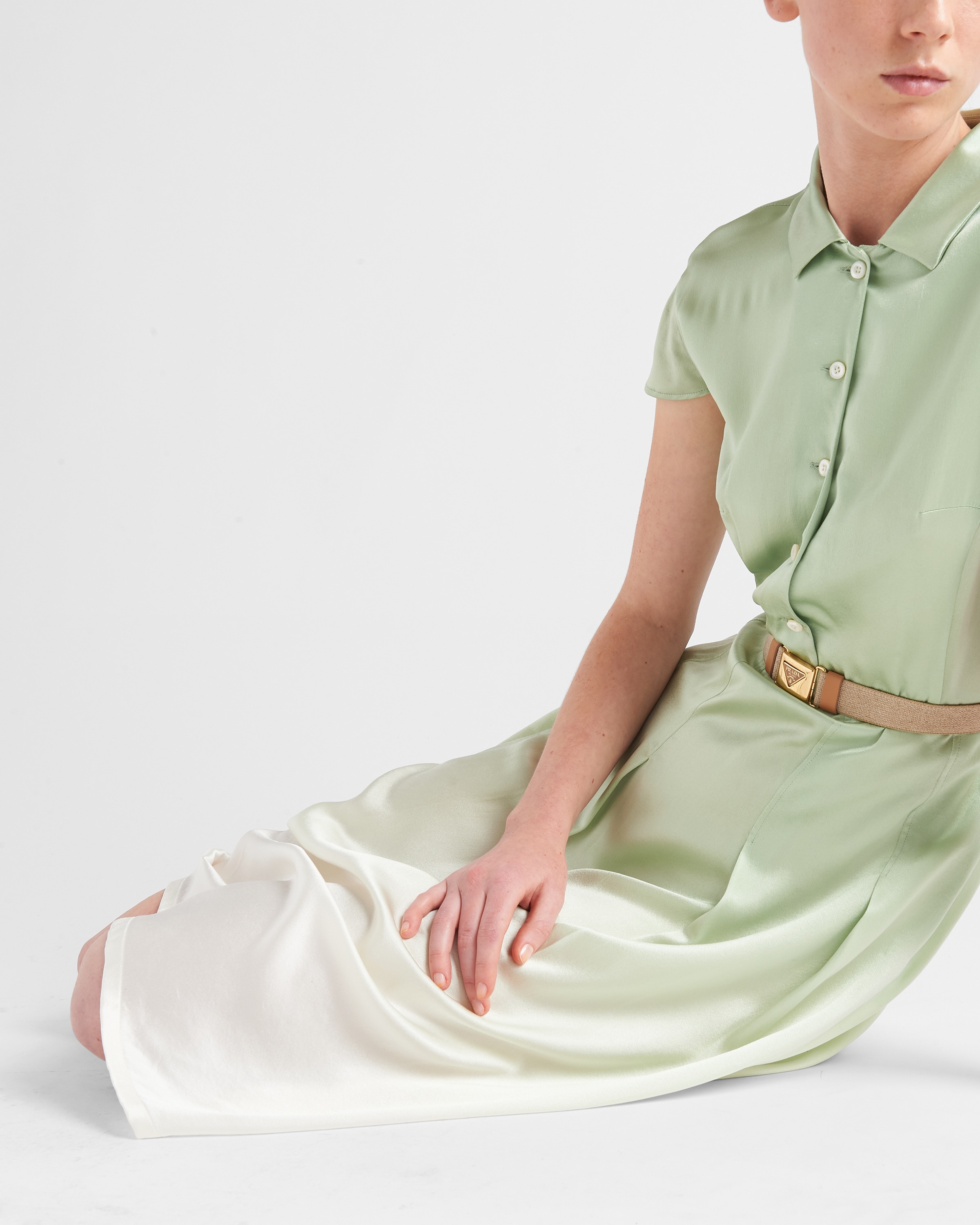 Printed satin crepe dress - 4