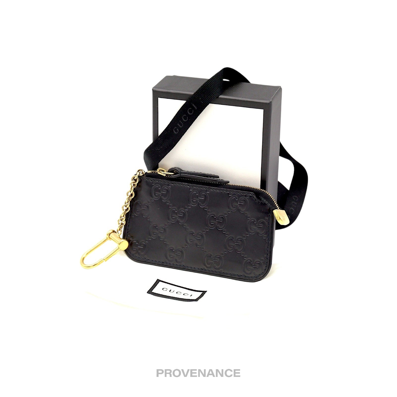 Gucci Key Pouch Cles - Black GG Guccissima Leather - 2