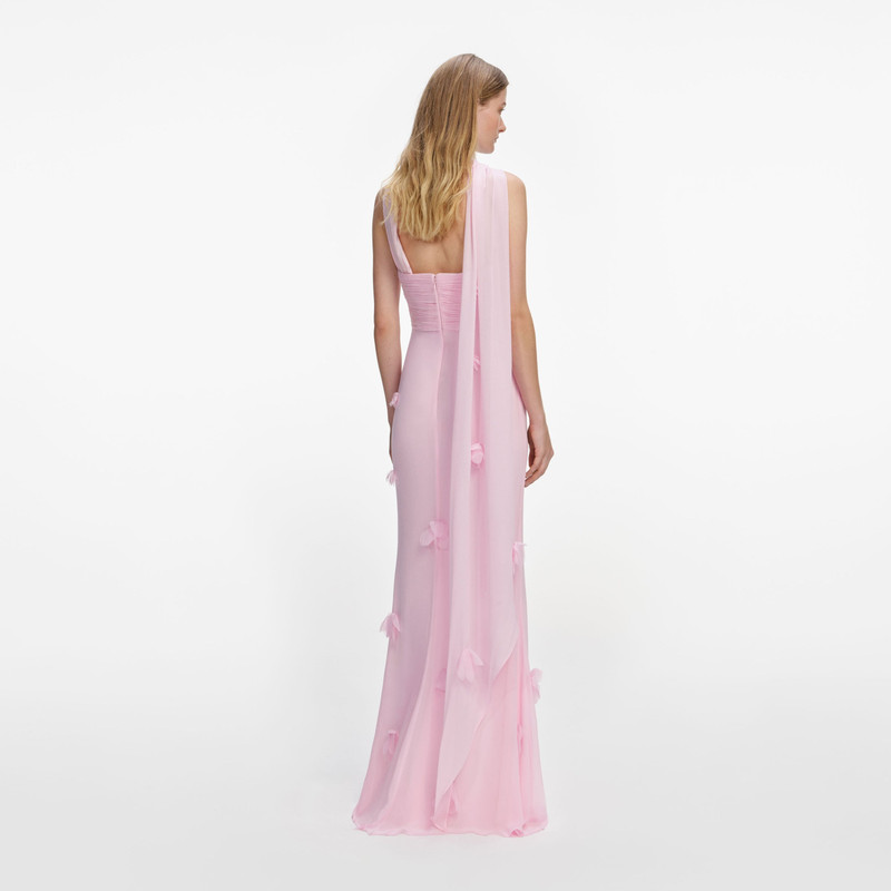 self-portrait Pink Georgette Scarf Maxi Dress outlook