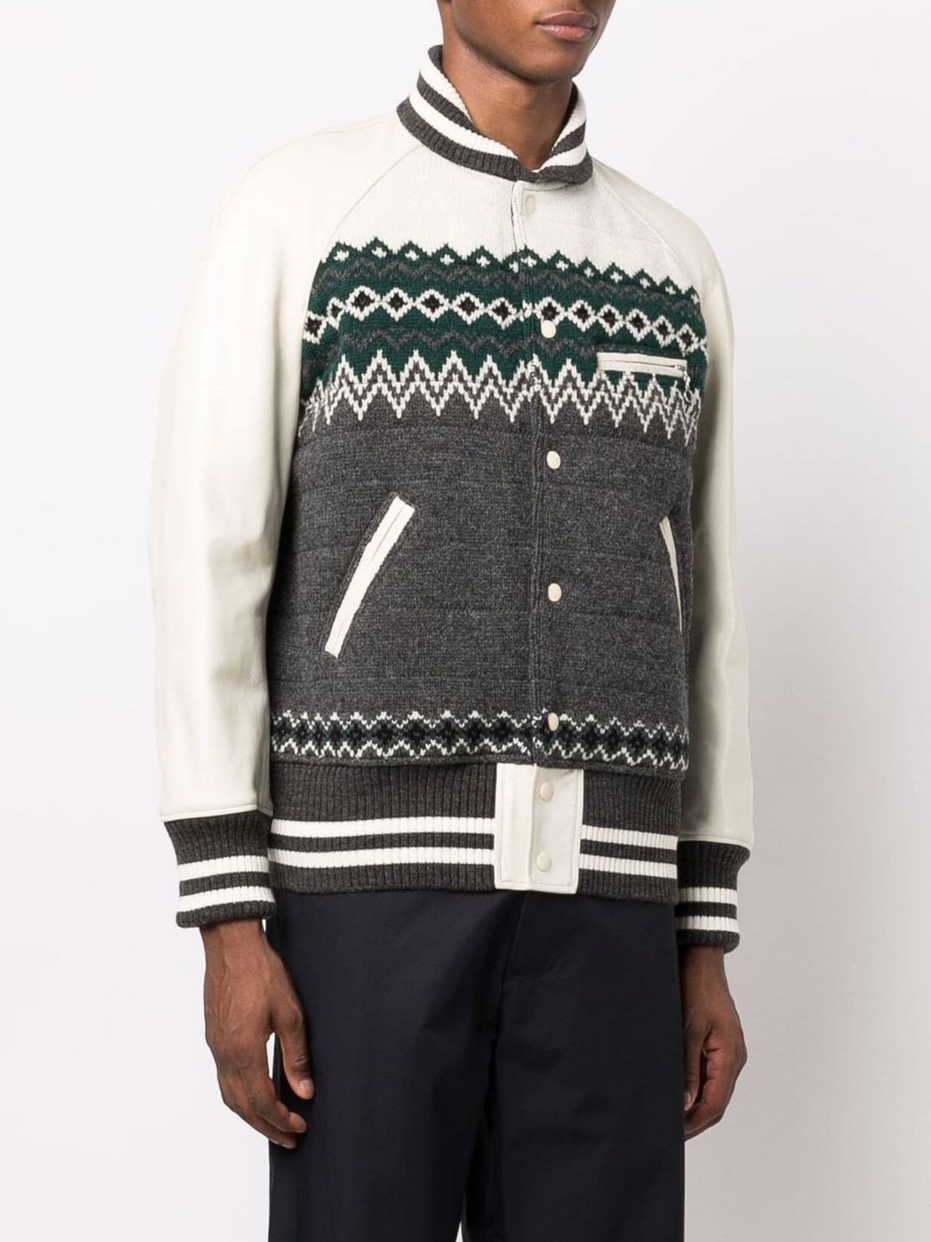 fairisle wool-panelled bomber jacket - 3