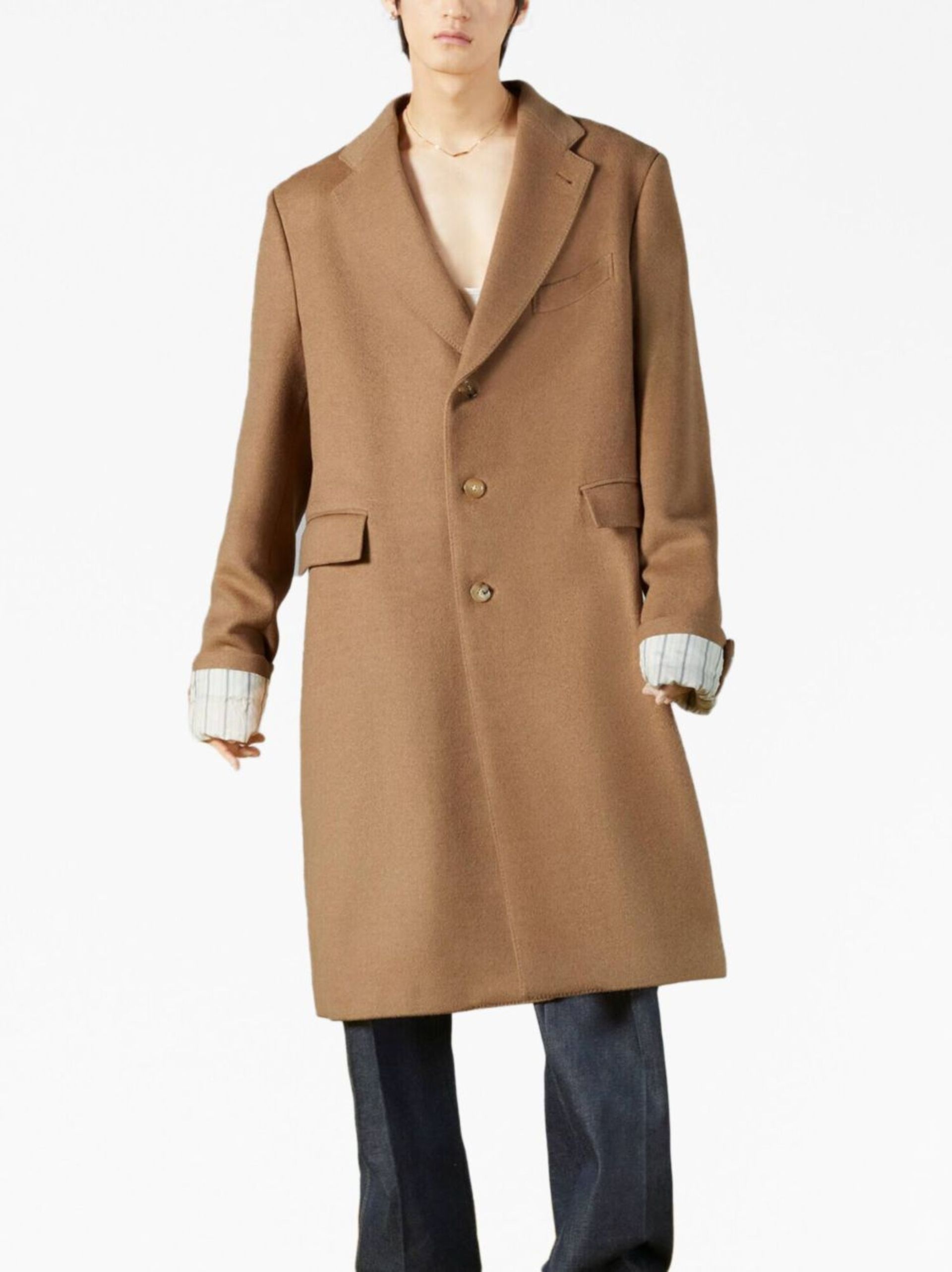Brown Single-Breasted Coat - 4