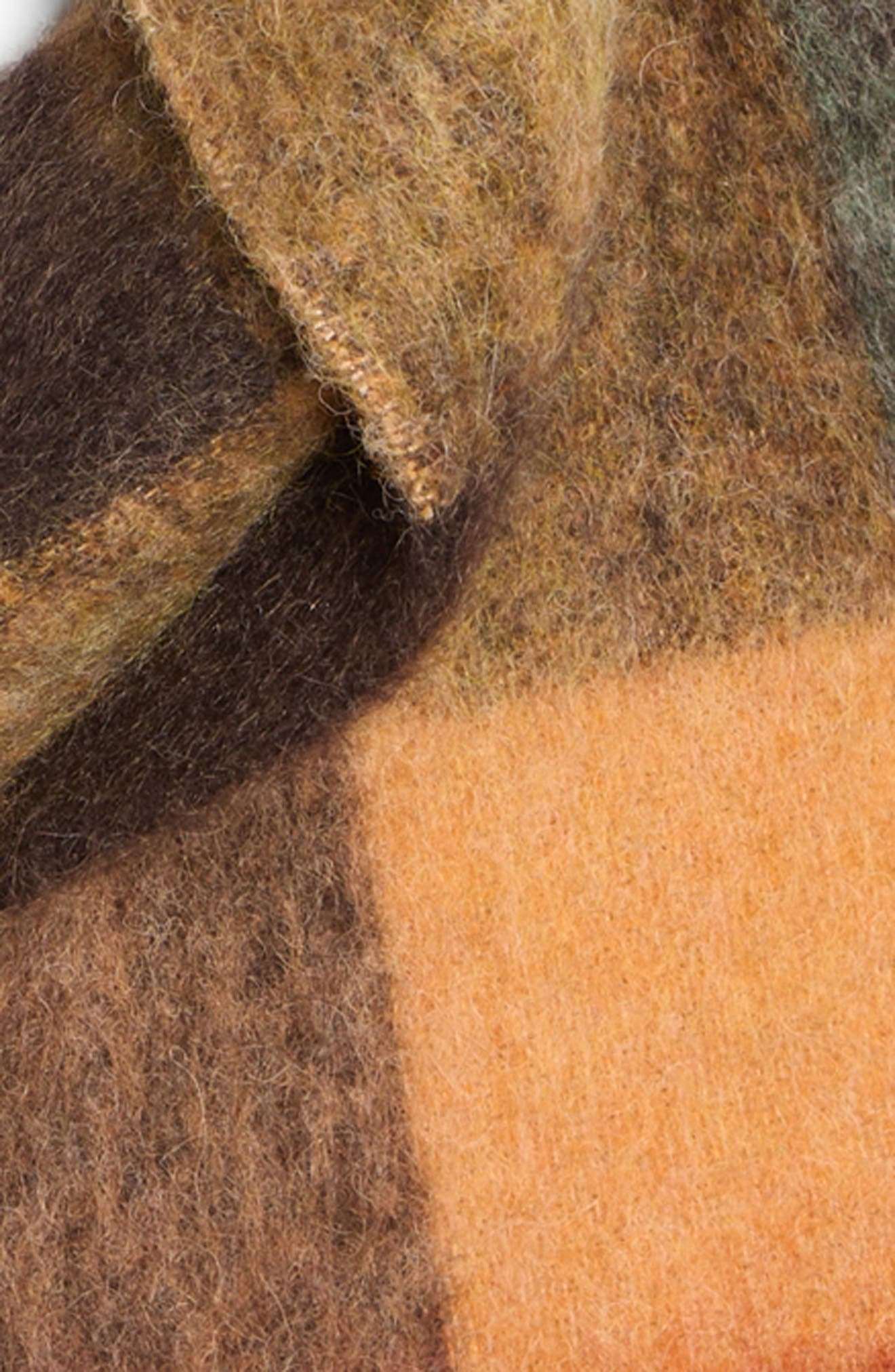 Acne Studios Vally Plaid Alpaca, Wool & Mohair Blend Scarf in Chestnut Brown/Yellow/Green at Nordstr - 5