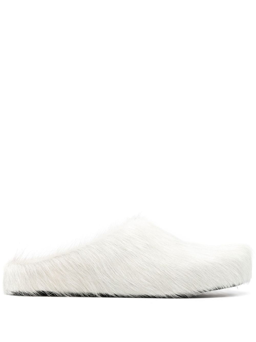 fur-trimmed sabot slippers - 1