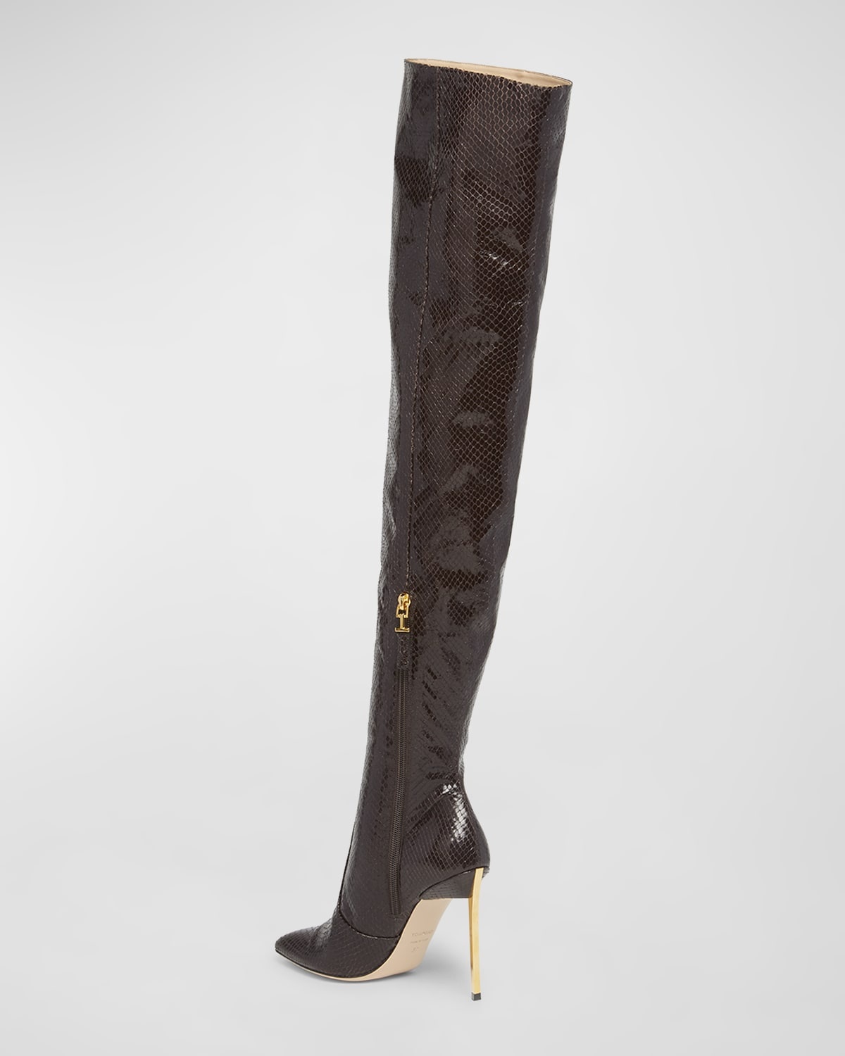 Python-Embossed Stiletto Over-The-Knee Boots - 4