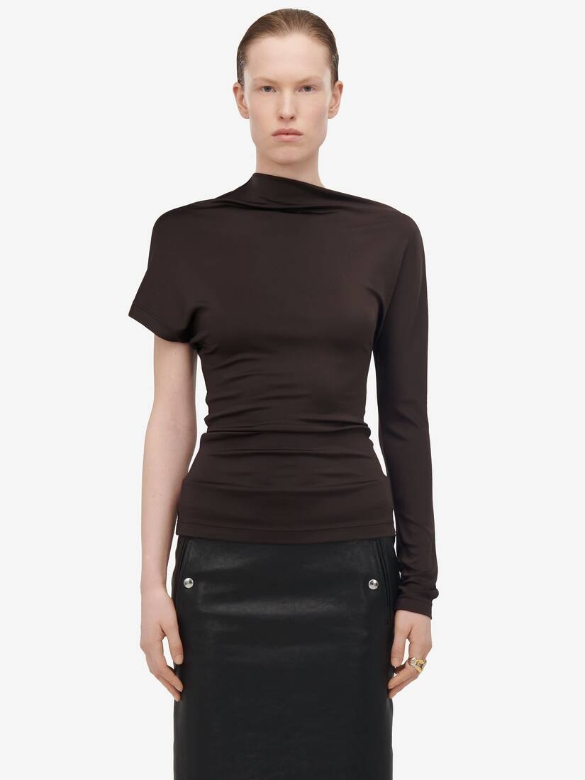 Women's Asymmetric Top in Ebony - 5
