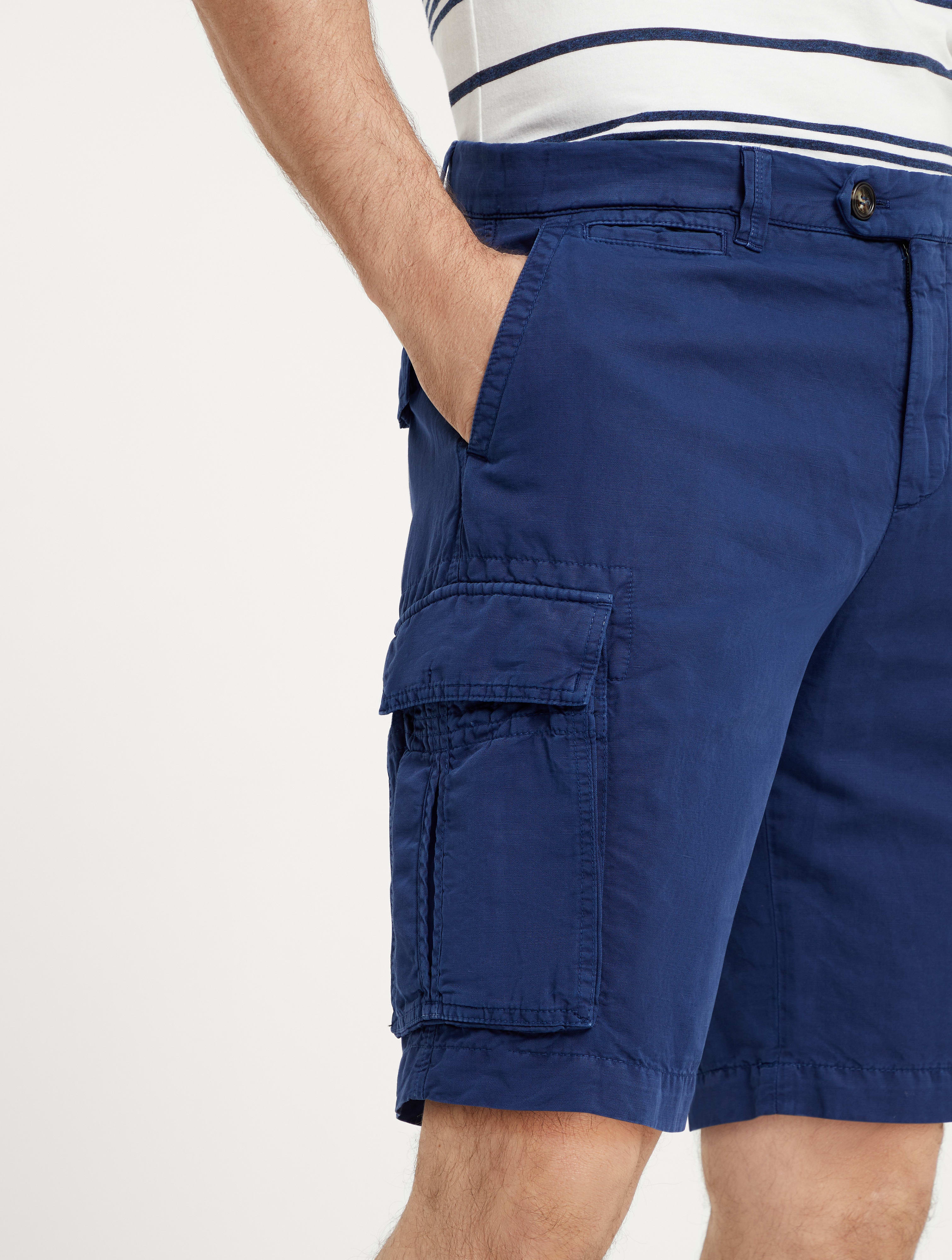 Garment-dyed Bermuda shorts in twisted linen and cotton gabardine with cargo pockets - 3