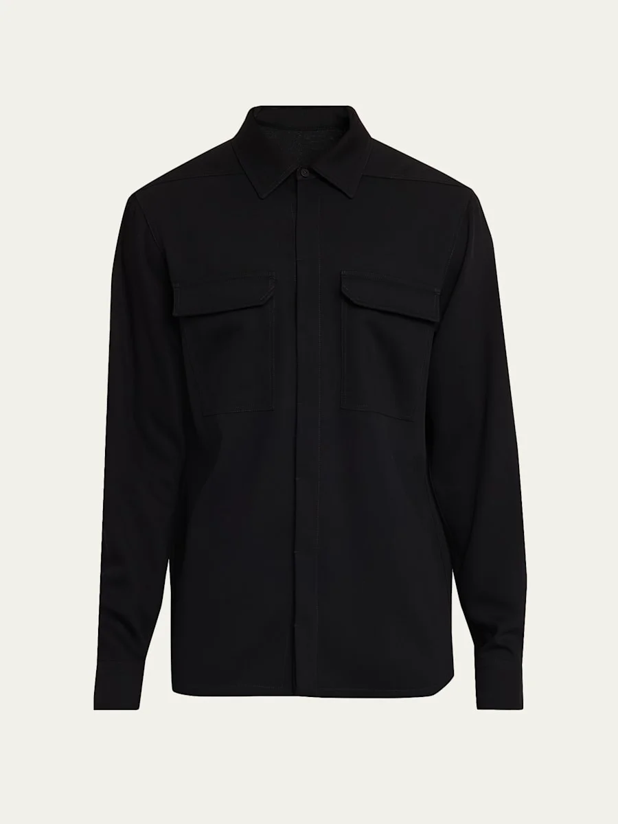 Men's Cotton Jersey Button-Front Shirt - 1